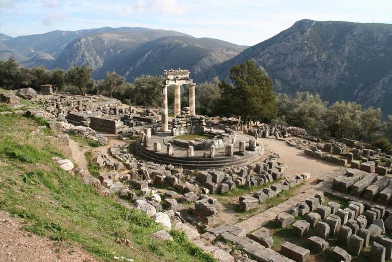 Panoramica del sito archeologico di Delfi
